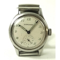 A gentleman's vintage Longines wristwatch, circa 1940, the cream dial with Arabic numerals with lumi... 