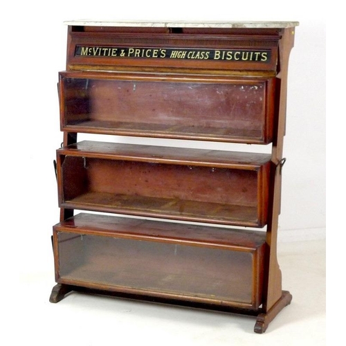 960 - An Edwardian mahogany advertising shop display unit, with glass name plate for 'McVitie & Price's Hi... 