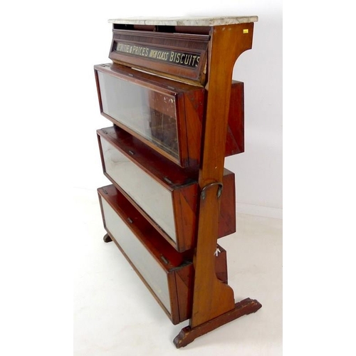 960 - An Edwardian mahogany advertising shop display unit, with glass name plate for 'McVitie & Price's Hi... 