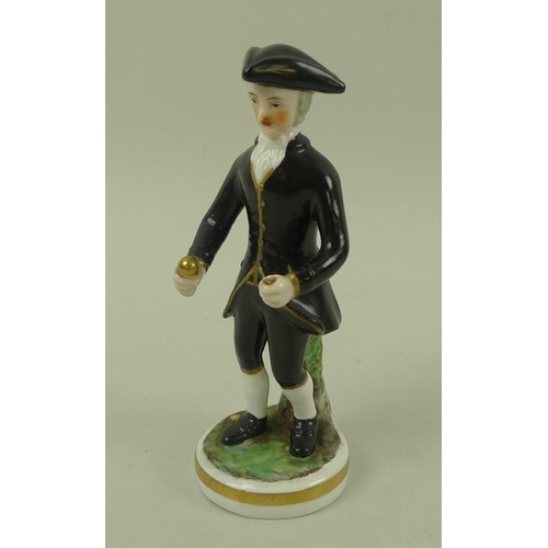 502 - A late 19th century Stevenson & Hancock (Derby) porcelain figurine, modelled as Dr Syntax walking, b... 