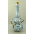 A George Jones and Sons double gourd vase, decorated in a blue tulip pattern with gilded rim and han... 