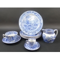 A mostly Copeland Spode blue and white part dinner set comprising eight dinner plates, 26cm, five sa... 