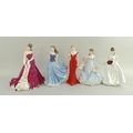 A collection of Royal Worcester bone china figurines, comprising 'Roses of Love', CW670, 1012/7500, ... 
