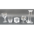 A selection of glassware including a set of 12 whisky snifter glasses with simple etched design to t... 