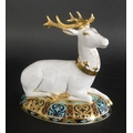 A Royal Crown Derby paperweight, The White Hart, printed mark, gold stopper, limited edition 894/200... 