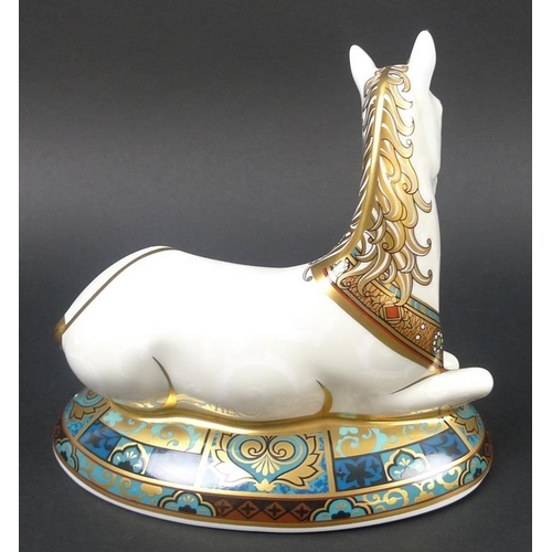 532 - A Royal Crown Derby paperweight, Unicorn, printed mark, gold stopper, limited edition 1337/200, with... 