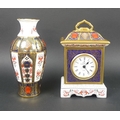 A Royal Crown Derby mantel clock, Old Imari pattern 1128, dated 1961, with purchase clock guarantee ... 