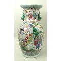 A modern Chinese baluster vase, the body painted with various scenes of  warriors and nobles, the pa... 