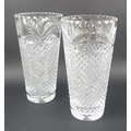 A pair of Stuart Crystal cut glass bucket vases, 16 by 31cm high. (2)