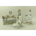 A selection of four Lladro figures, comprising a dancing girl in medieval dress, 25.5cm, a young she... 