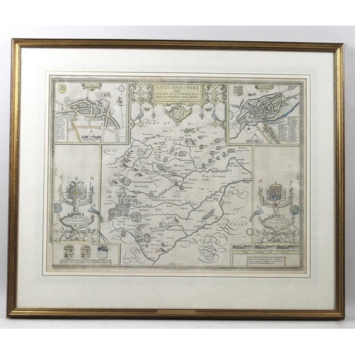 571 - After John Speede (1552-1629): a map of Rutlandshire, dated 1627 with inset detailed maps of Oakham ... 