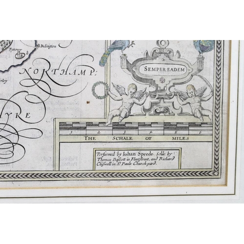 571 - After John Speede (1552-1629): a map of Rutlandshire, dated 1627 with inset detailed maps of Oakham ... 