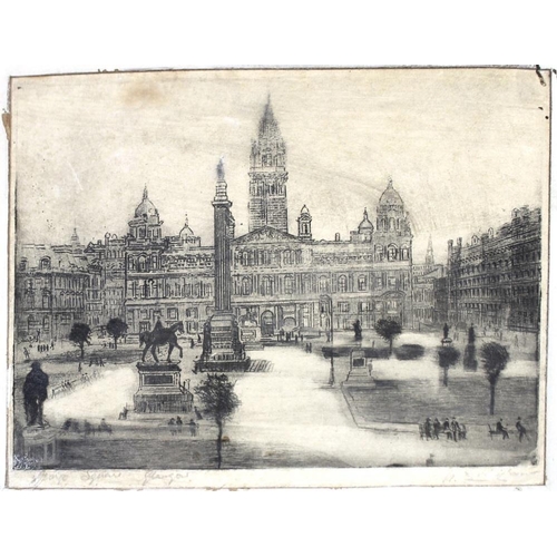 575 - Ray Allen: St Paul's Cathedral and Tower Bridge, 20th century, a pair of etchings, 12 by 17cm, frame... 