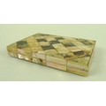 A mother of pearl and abalone shell card case, early 20th century, with unusual side button, 11 by 7... 
