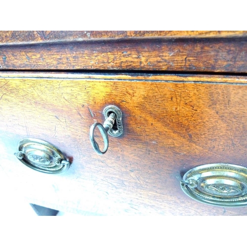 926 - A Regency mahogany slipper box, single drawer with embossed brass oval plate handles, 46 by 28 by 38... 