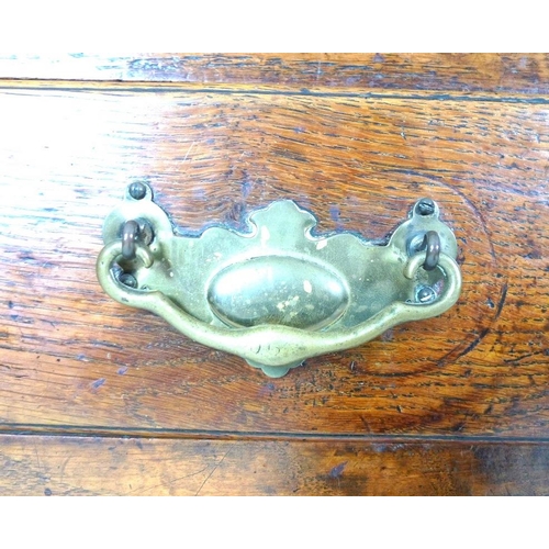 927 - A Georgian oak sideboard, later two shelf plate rack with trefoil detailing to the corners, the base... 