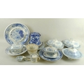 A mixed group of 19th century and later blue and white ceramics, to include three lidded tureens and... 