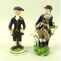A late 19th century Stevenson & Hancock (Derby) porcelain figurine, modelled as Dr Syntax walking, b... 