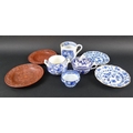 A mixed group of blue and white ceramics, 19th century and later, comprising two Meissen dishes in O... 