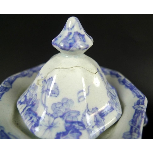 546 - A late Victorian Empire Porcelain & Co child's tea set, decorated in transfer print blue and white w... 