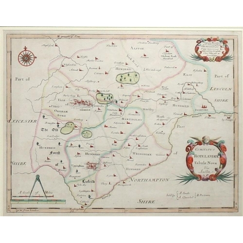 571 - William Kip (Dutch, fl. 1598-1610): a hand coloured map of Rutlandiae, 30 by 20cm, together with aft... 