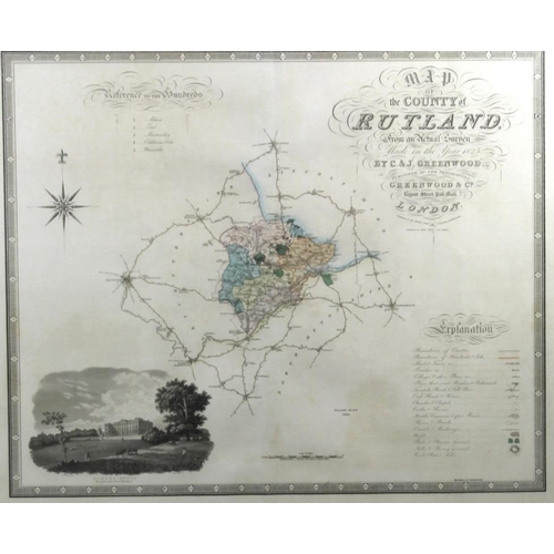 572 - A group of four 19th century hand coloured maps of Rutland, comprising  C. and J. Greenwood,  with c... 