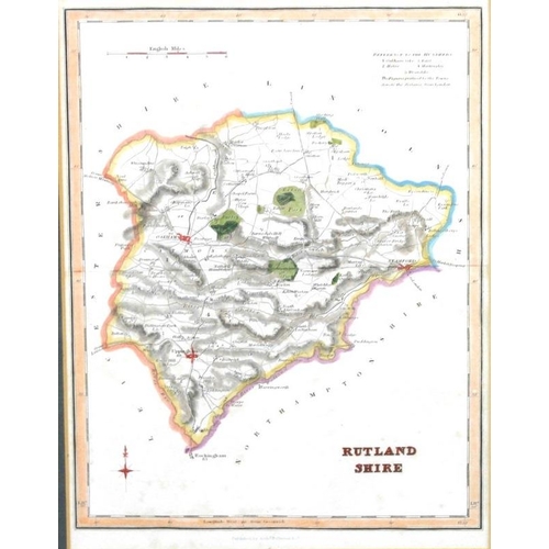 572 - A group of four 19th century hand coloured maps of Rutland, comprising  C. and J. Greenwood,  with c... 