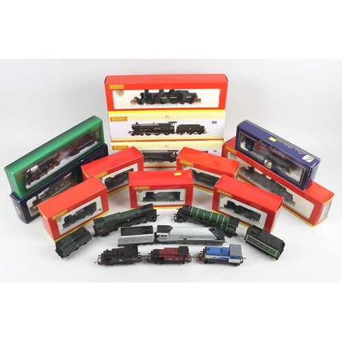 694 - A large collection of OO gauge locomotives, carriages, wagons, track and accessories, mostly Hornby,... 