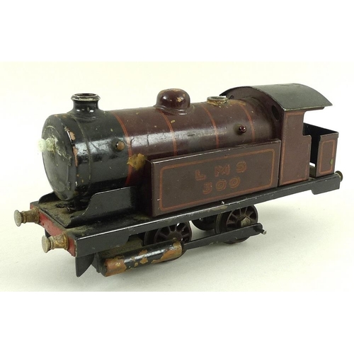 697 - A Bowman Models, O gauge, 0-4-0 tank loco, live steam, model 300, burgundy and black livery, 'LMS 30... 