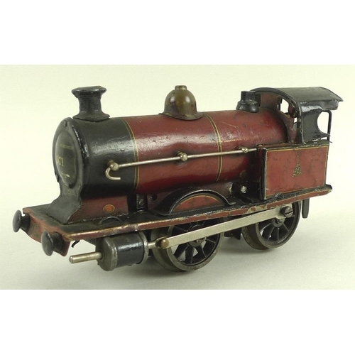 698 - An A. W. Gamage, Holborn, London, made in Germany, O gauge tin plate 0-4-0 tank loco, early 20th cen... 