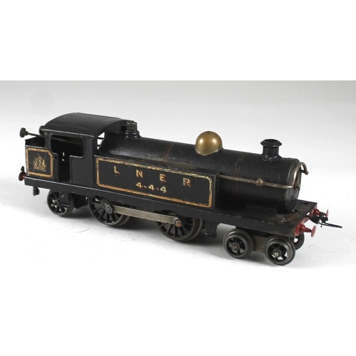 704 - A Hornby O gauge 4-4-2 tank loco, L6, circa 1925, clockwork, LNER, black with red and gold detail, a... 