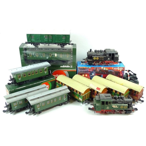 709 - A group of Marklin 1 inch gauge, comprising 0-6-0 tank loco, 5702, black 'DB 80 031', boxed, later d... 