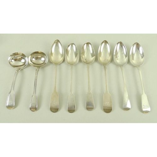 809 - A group of silver spoons, comprising two 19th century silver ladles, one by Thomas Wilkes Barker, 18... 