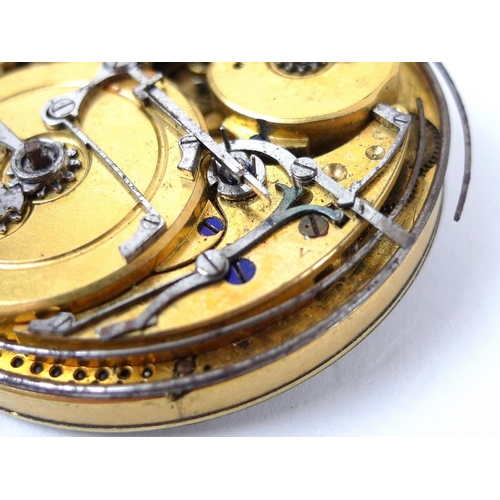 820 - A Breguet et Fils pocket watch chiming movement only, circa 1830, with white 52mm enamel dial, black... 