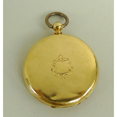 822 - An 18K gold cased Vacheron & Constantin lady's pocket watch, late 19th century, open faced, key wind... 