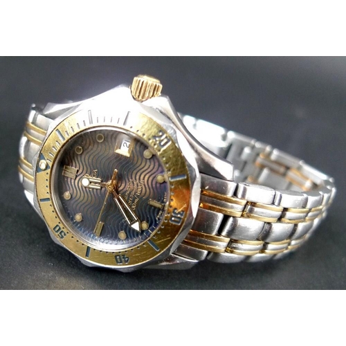 823 - An Omega Seamaster Professional 300m/1000ft lady's two tone stainless steel wristwatch, quartz movem... 