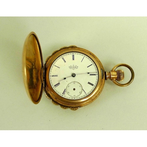 826 - An Elgin National Watch Co lady's pocket watch, closed faced, keyless wind, late 19th century, white... 