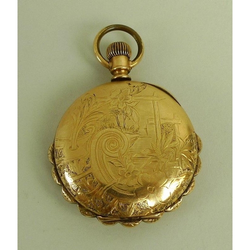 826 - An Elgin National Watch Co lady's pocket watch, closed faced, keyless wind, late 19th century, white... 