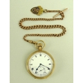 A 9ct gold pocket watch, 93.8g including movement, together with a 9ct gold watch chain and 9ct gold... 