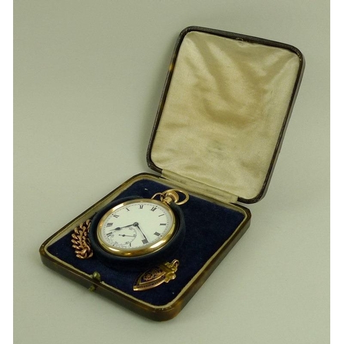 845 - A 9ct gold pocket watch, 93.8g including movement, together with a 9ct gold watch chain and 9ct gold... 