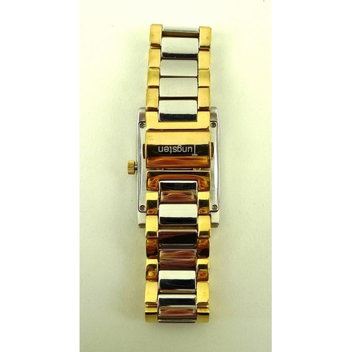 848 - A gentleman's dress watch with rectangular face, the frame studded with forty six small diamonds, wi... 