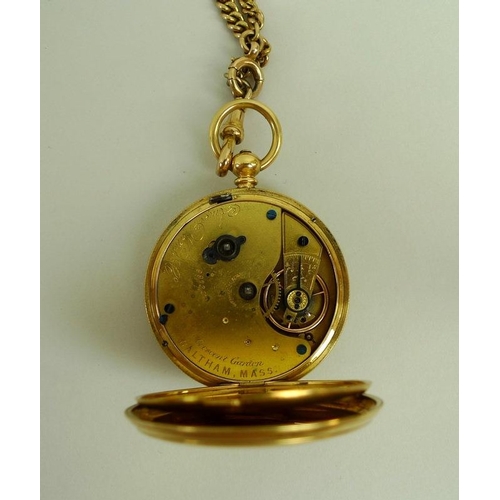 887 - An 18ct gold pocket watch by Waltham and Co, 80.4g including movement, together with a 9ct gold watc... 