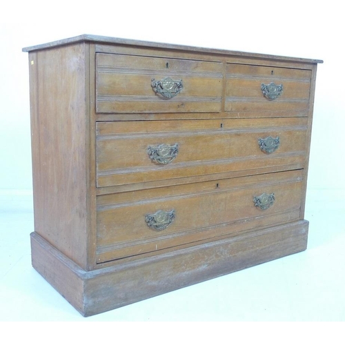 920 - A Victorian Aesthetic walnut and pine chest of two over two drawers, possibly previously a dressing ... 