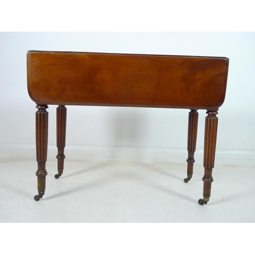 928 - A 19th century mahogany Pembroke table, single drawer and drop leaves, later/replaced surface, raise... 