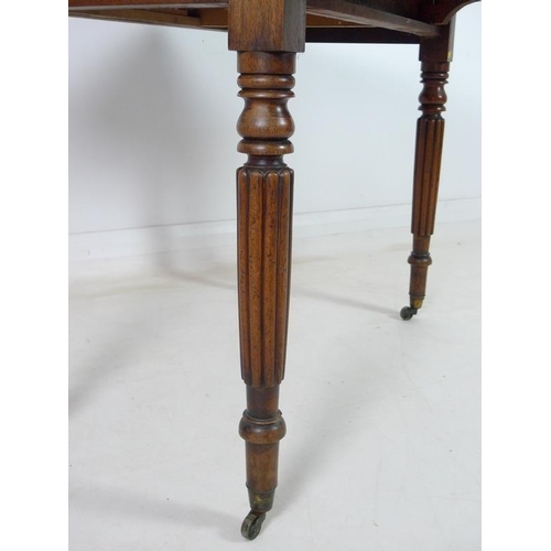 928 - A 19th century mahogany Pembroke table, single drawer and drop leaves, later/replaced surface, raise... 