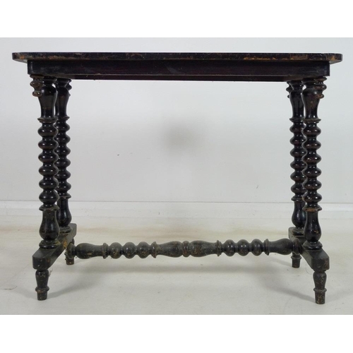 953 - A Victorian games table mahogany, fruitwood and ebonised, with chess board to the surface, on a bobb... 