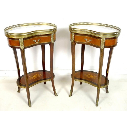 958 - A pair of French kidney shaped bedside cabinets, 20th century, in the Louis XV style, with single dr... 