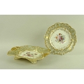 A Davenport porcelain twin handled footed dish, circa 1830, decorated with floral sprays and gilt ag... 