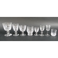 A group of Royal Stuart cut glass table glasses, comprising six red wine glasses, six white wine gla... 