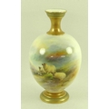 A Royal Worcester vase of globular form, the body finely painted with sheep in a highland landscape,... 